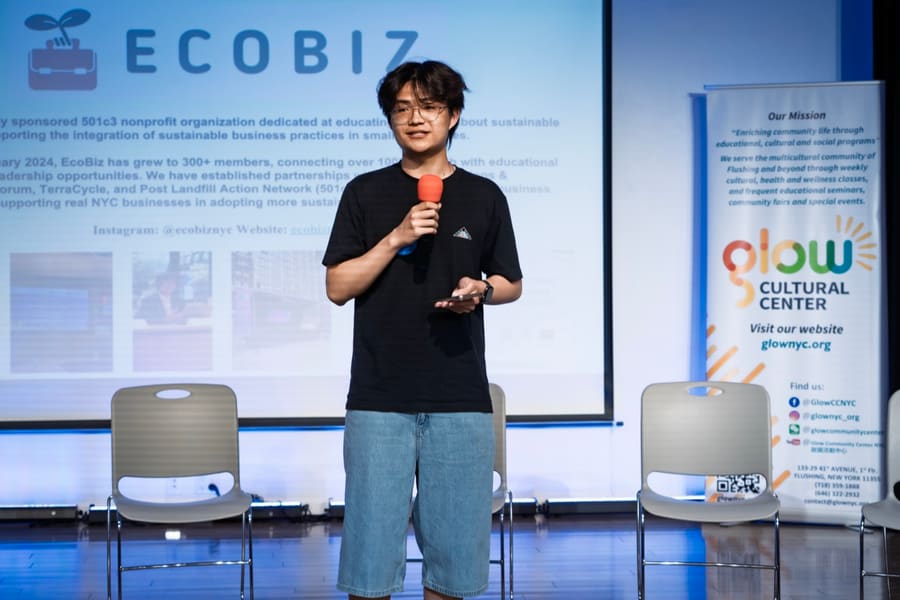 EcoBiz president Eric Lam presenting